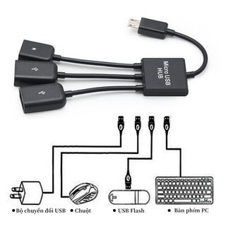 Cáp OTG 3 đầu cho android - Cáp Usb cho android-OTG cable 3 trong 1 Dây cáp chuyển đổi Micro/Type-C.