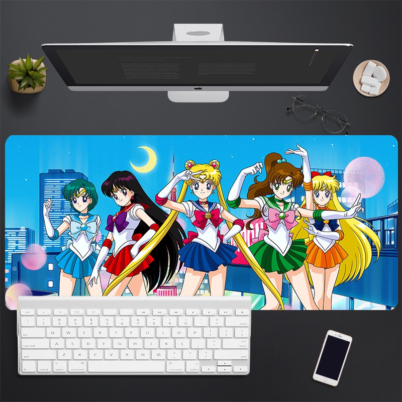 Sailor moon Tấm Lót Chuột Và Bàn Phím Máy Tính Dày Dặn Màu Hồng Họa Tiết Hoạt Hình Thủy Thủ Mặt Trăng