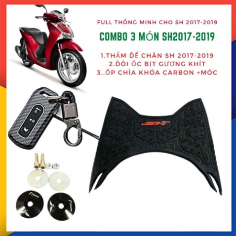 Combo 3 Món Cho SH 2017-2019 Gồm ( Ốp Smarkey carbon + Thảm +Ốc Bịt Gương) ( Ảnh Chụp Thật)