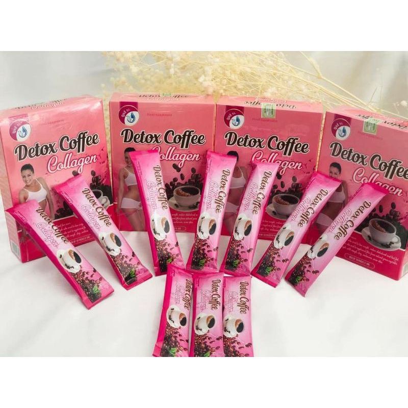 Detox Coffee Collagen - Giảm Cân , Đánh Bay Mỡ Thừa Hộp 10 gói