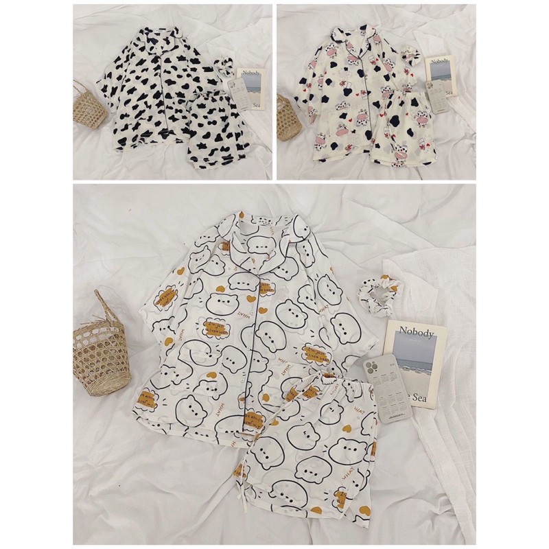 Bộ ngủ nữ lụa mango loại 1 siêu cute (ảnh thật/hàng có sẵn)