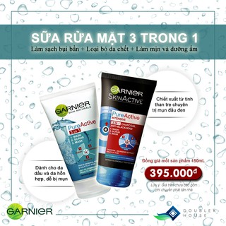 Sữa rửa mặt 3 trong 1 Garnier Pure Active 3 in 1 150ml