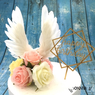 Phụ Kiện Trang Trí Bánh Kem Sinh Nhật Bằng Acrylic Hình Chữ Happy Birthday Màu Vàng / Bạc