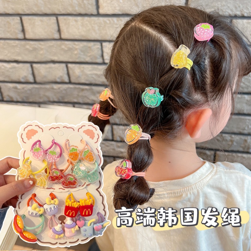 Dây Cột Tóc Cao Su Họa Tiết Hoạt Hình Phong Cách Hàn Quốc Đáng Yêu Cho Bé
