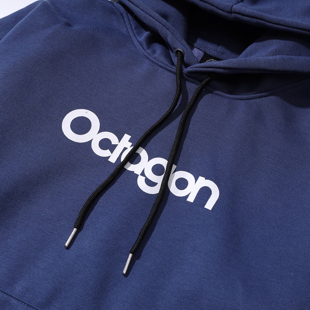 Áo Hoodie Nỉ Bông OCTAGON ESSENTIAL Màu Xanh Navy Form Rộng