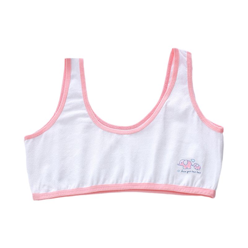 Áo Ngực Dây Bản Rộng Bằng Cotton In Họa Tiết Voi Hoạt Hình Màu Kẹo Phong Cách Nhật Bản Cho Nữ Sinh