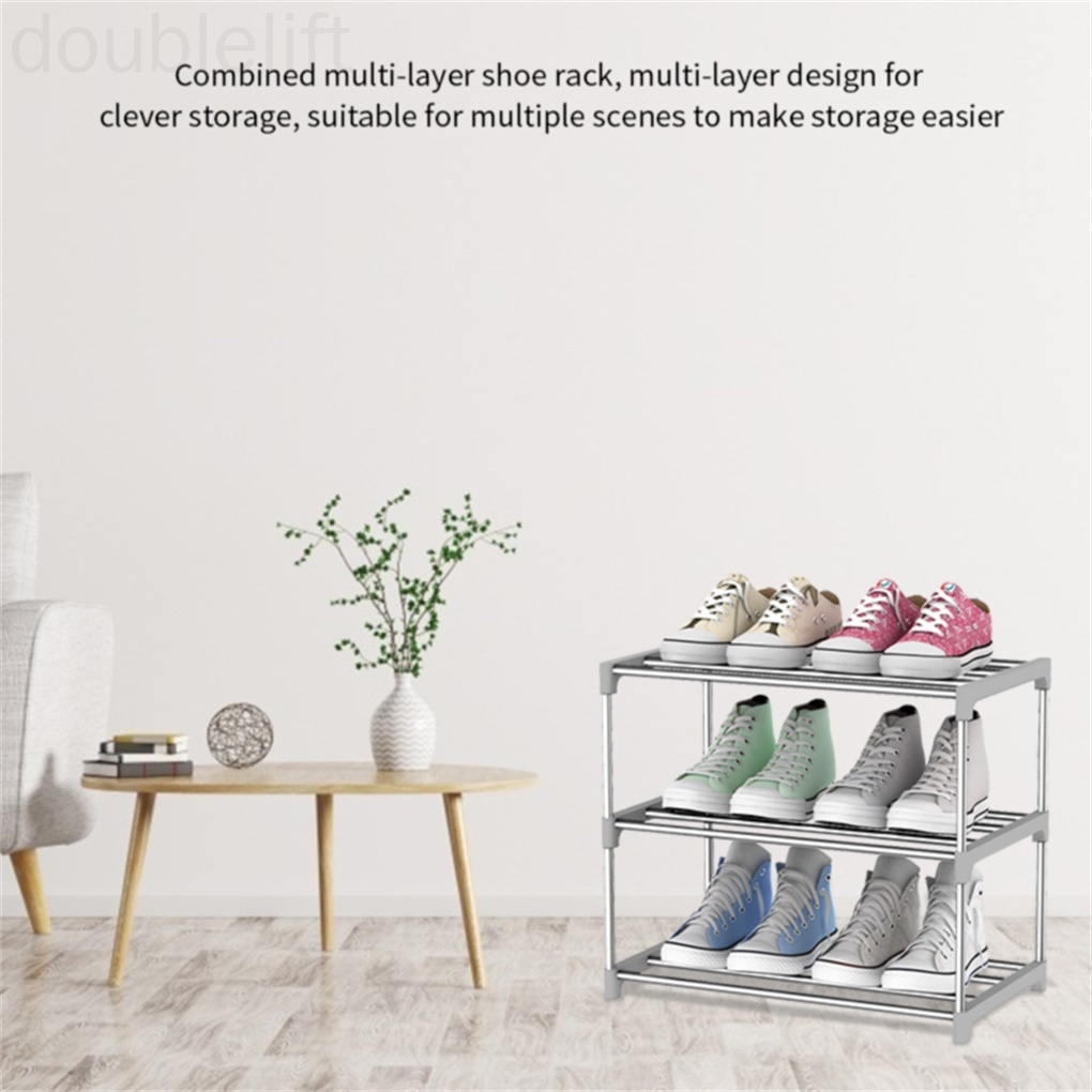 Shoes Rack Organizer Multi-layer Stainless Steel Shoe Stand Storage Shelf for Entryway Door doublelift store