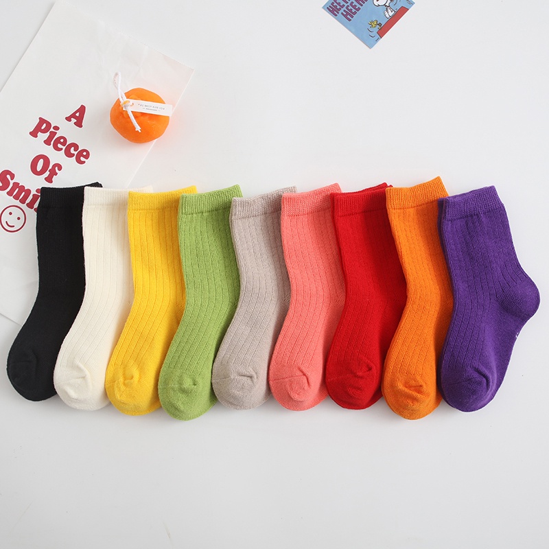 tất trẻ em Vớ Cotton Co Giãn Giữ Ấm 10 Màu Sắc Macaron Dành Cho Trẻ Sơ Sinh 0-8 Tuổi