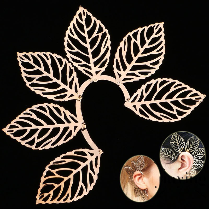 GETNOIVAS Khuyên tai hình lá rỗng mạ vàng phong cách Âu Mỹ