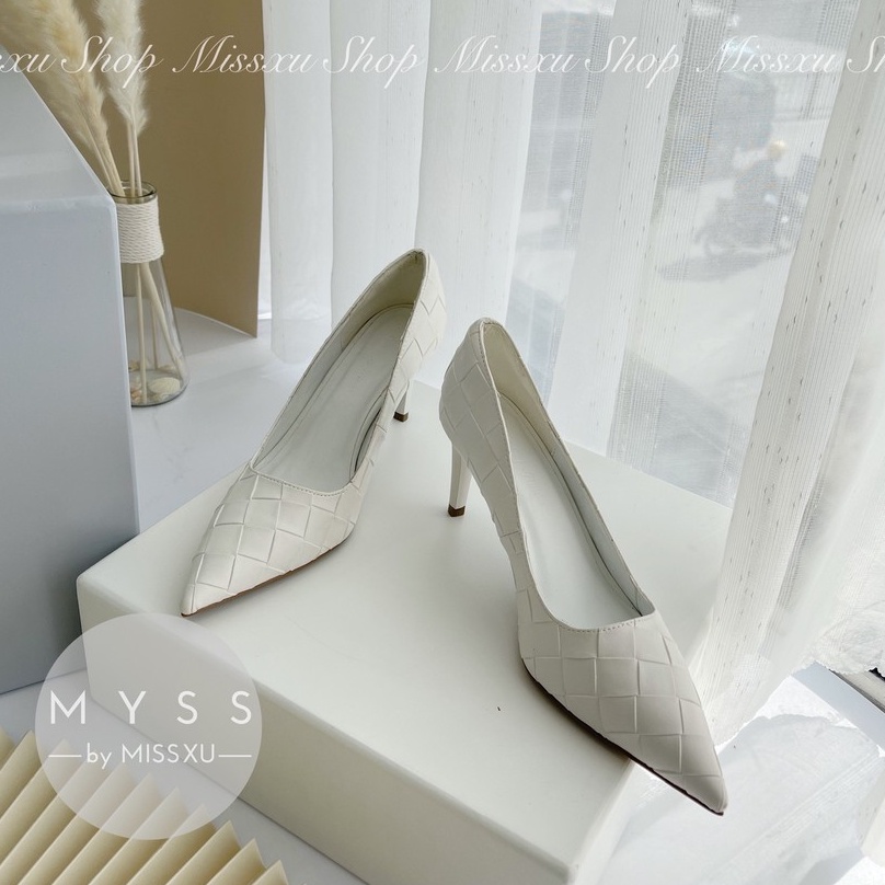 Giày nữ mũi nhọn vân ô 7 cm thời trang MYSS - CG189