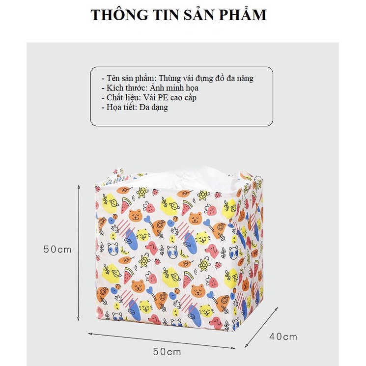 Túi đựng quần áo chăn màn bằng vải không thấm nước, giỏ đựng đồ đa năng size to 100 lít FAMAHA
