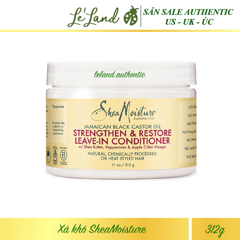 Bill US - Xả khô SheaMoisture Shea Moisture Jamaican Black Castor Oil Reparative Leave-In Conditioner 312g