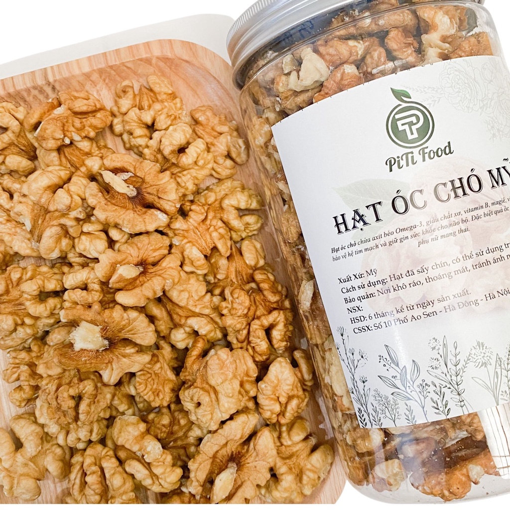 500g Hạt óc chó Mỹ sấy chín đã tách vỏ nguyên vị ngon, giòn, béo PitiFood