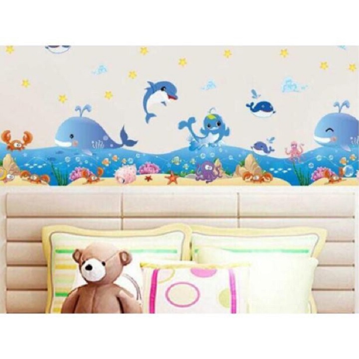 Decal chân tường cá heo