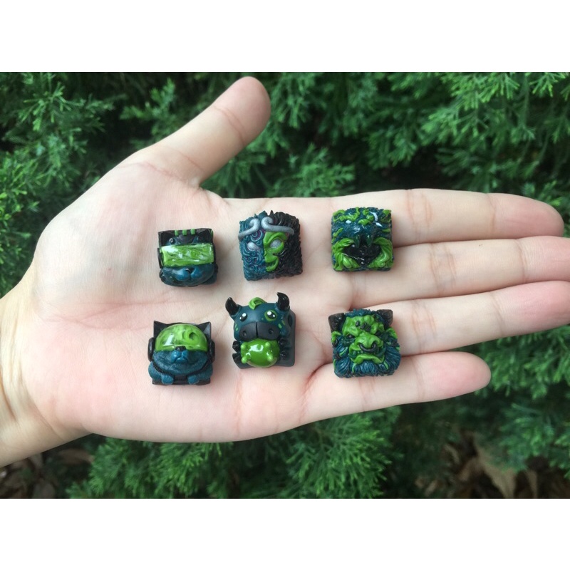 Keycaps- Nút bàn phím trang trí bàn phím cơ tông xanh lá-đen