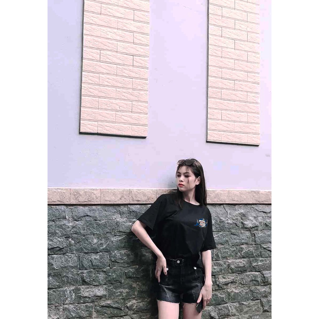 Áo thun tay lỡ nam nữ unisex Shark form rộng hai màu trắng đen basic [áo thun] áo phông nam nữ tay lỡ | BigBuy360 - bigbuy360.vn