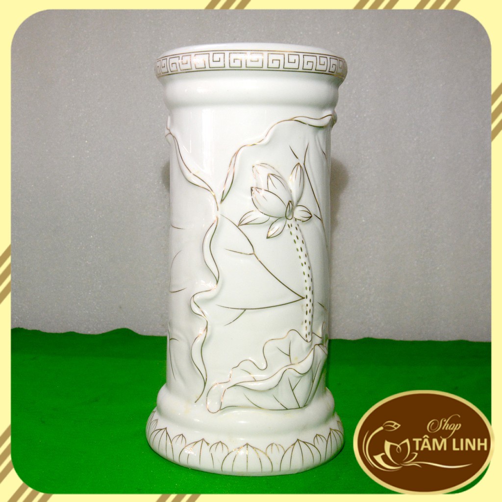 Ống đựng Nhang- hoa sen Trắng