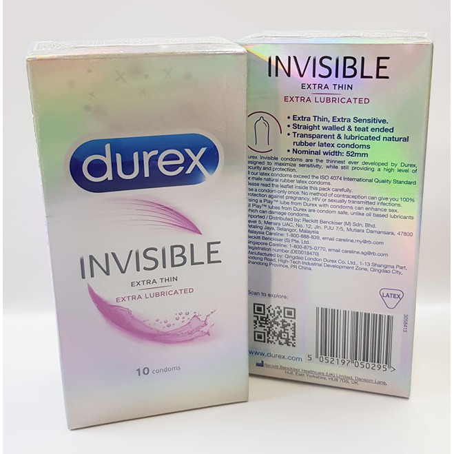 [ Siêu mỏng kéo dài thời gian quan hệ] Bao cao su Durex Invisible 10 chếc ( che tên sản phẩm khi giao tuyệt đối bảo mật)