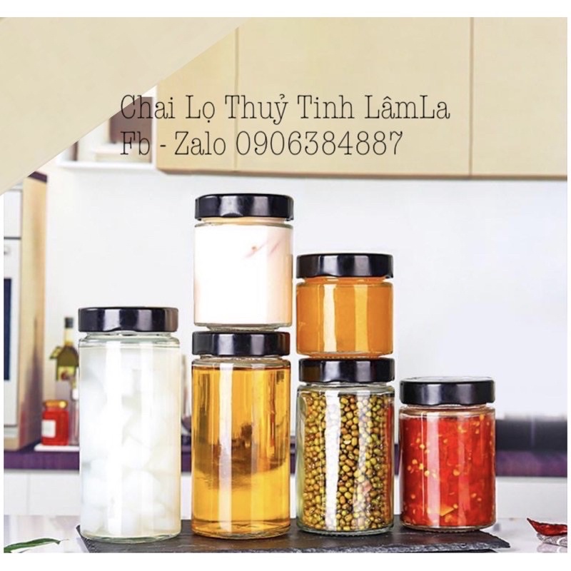 Hàng Mới Về | Hũ Thuỷ Tinh Tròn Suông Cao Nắp Thiếc Dày 300ml 380ml | Thực Phẩm , Gia Vị , Mật Ong