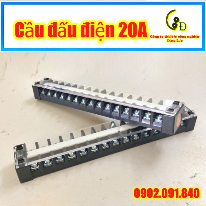 Cầu đấu điện 10A, 20A 15, 20 chân, mắt, pha 1 cái Korea Domino terminal block chia dây điện hàng nhập khẩu Hàn Quốc