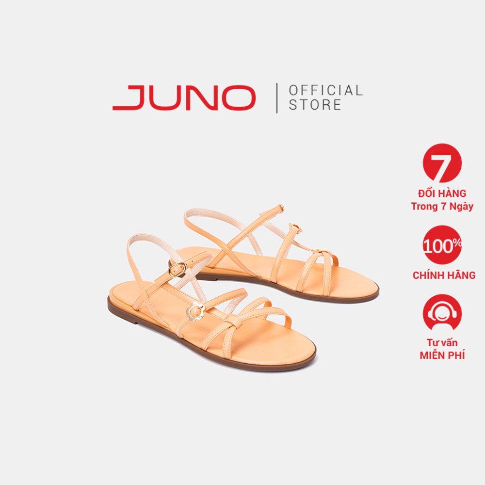 Giày Sandal Nữ Thời Trang 3cm JUNO Dây Bệt Gắn Khoá Hoa Trang Trí SD03056