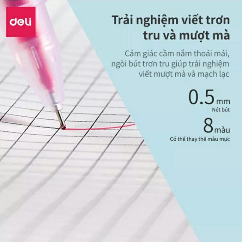 BÚT MỰC GEL NHIỀU MÀU NGÒI 0.5mm DELI