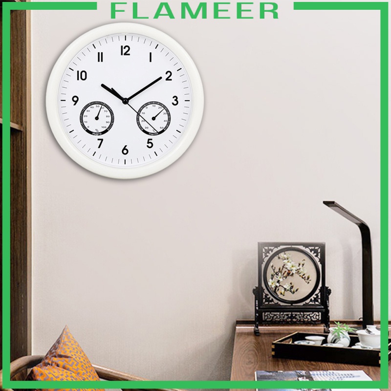 [FLAMEER]Wall Clock Temperature and Humidity Display for Kitchen Bedroom Decor