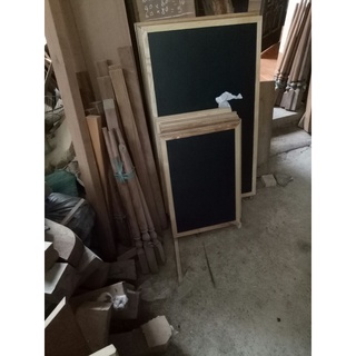 Bảng menu đen khung gỗ tần bì viết 2 mặt Gem Decor