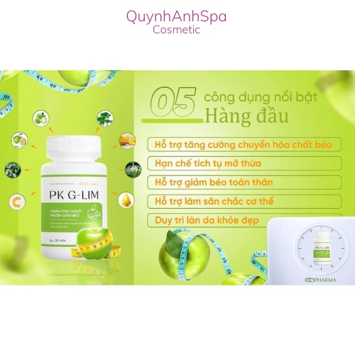 Viên uống giảm cân Táo, giảm béo Pk G-Lim QuynhAnhSpa hỗ trợ giảm béo, tăng cường chuyển hóa chất béo