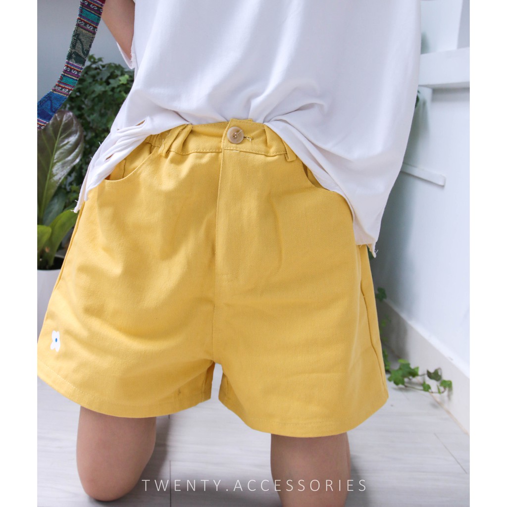 Quần short lửng ống rộng mùa hè họa tiết hoa nhí