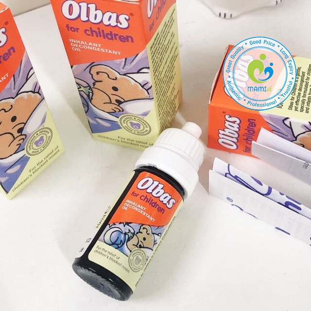 Tinh dầu giảm nghẹt mũi cho bé từ sơ sinh và 3 tháng tuổi Olbas For Children (12ml)/Babix Inhalat N (10ml), UK/Đức