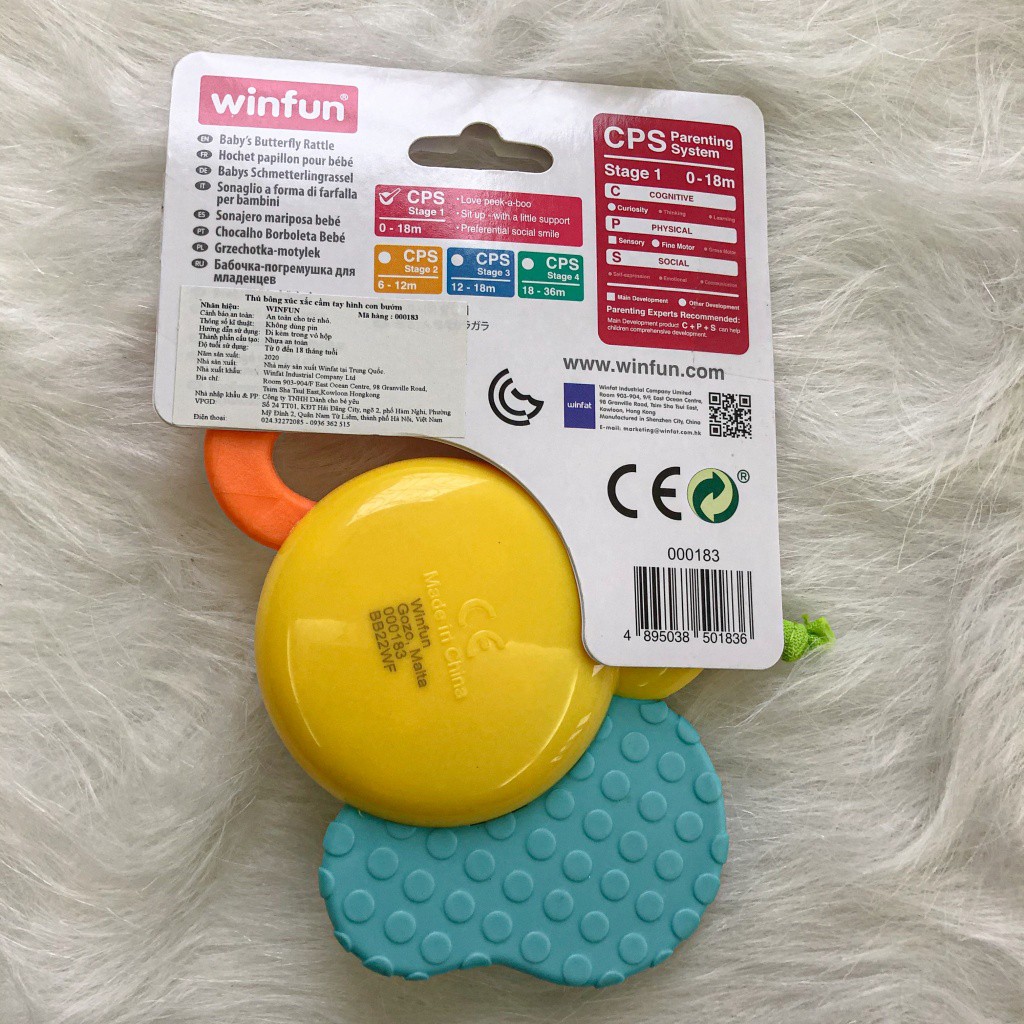 Xúc xắc cầm tay cho bé  𝑭𝒓𝒆𝒆𝒔𝒉𝒊𝒑  Xúc xắc cầm tay hình con bướm Winfun WF0183 chính hãng