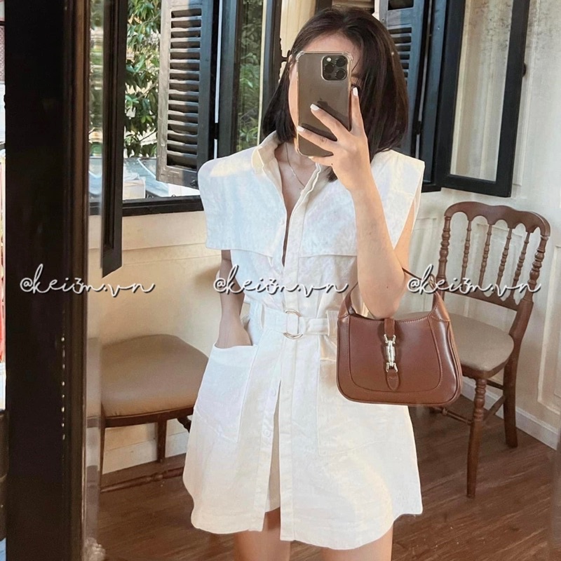 Set kaki thô kèm quần kèm đai MPB MAI PHUONG BUI