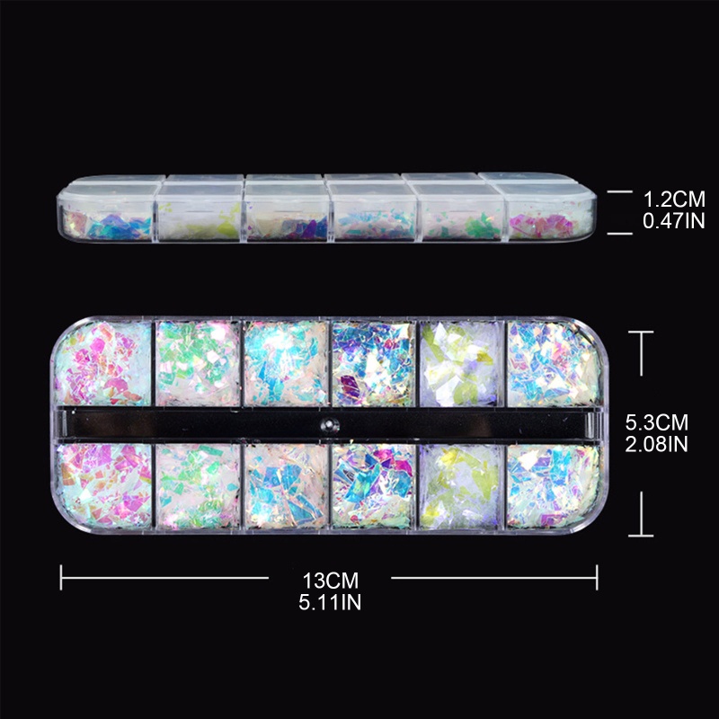 ✿ Hộp 12 Hộp Sequin Lấp Lánh Dùng Để Trang Trí Móng Nghệ Thuật