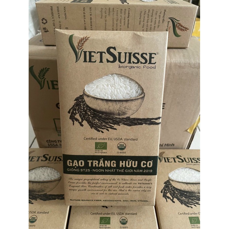 Gạo Trắng Hữu Cơ VietSuisse Hộp 1kg