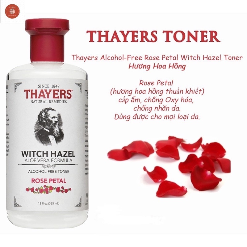 Nước hoa hồng không cồn Thayer - Toner Thayers Rose Petal 355ml