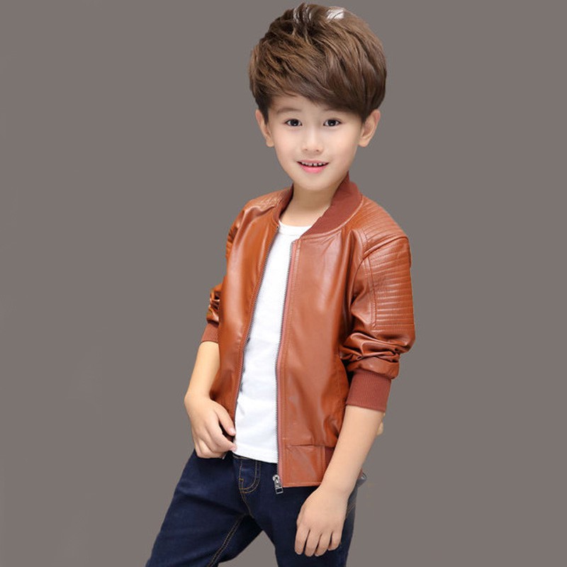 Áo Khoác Da Pu Phong Cách Tay Đua Cho Bé Trai