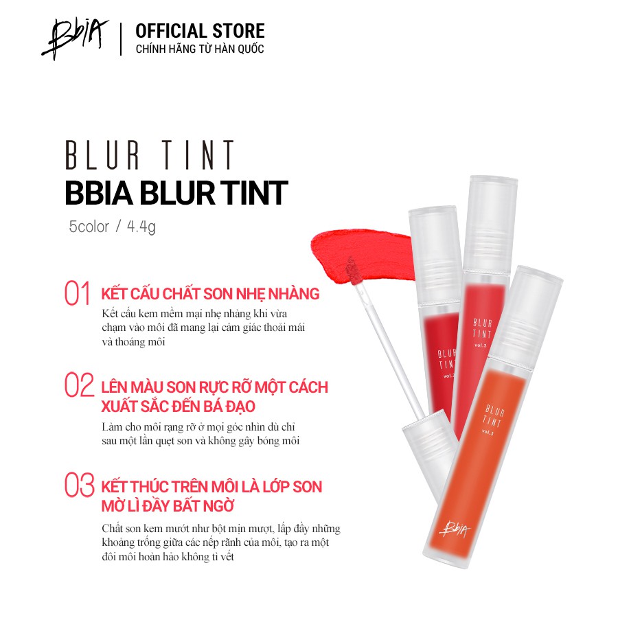 Son kem Bbia Blur Tint Version 3 4.4g (5 màu)