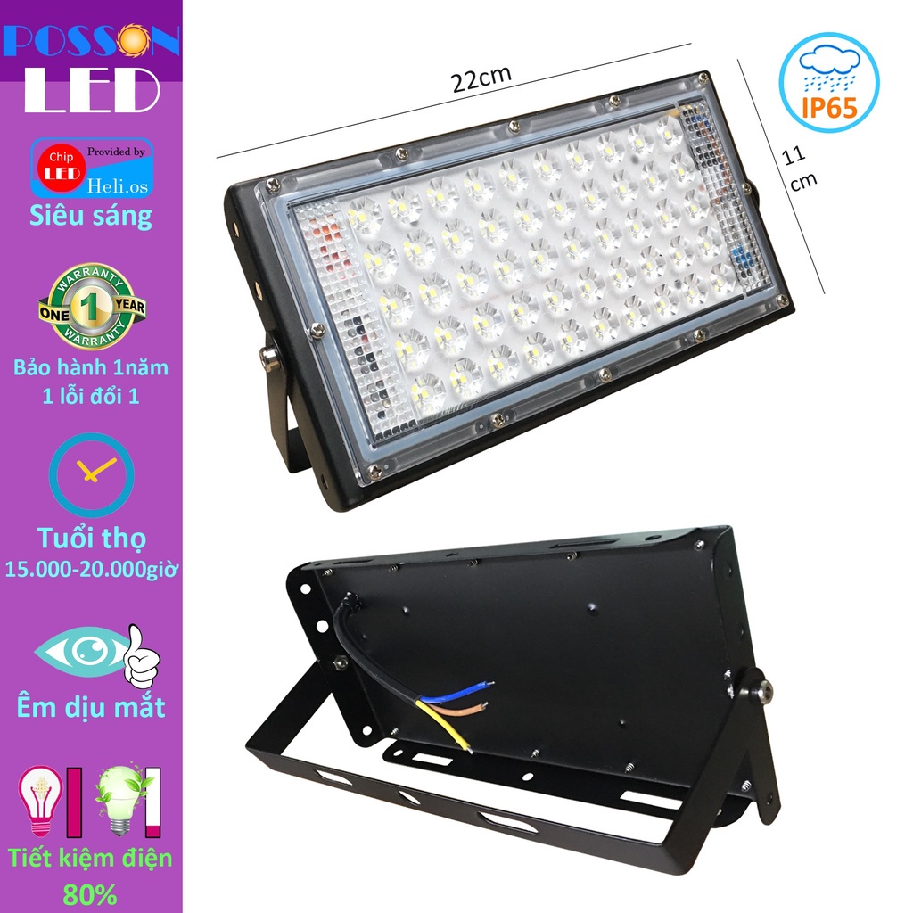 ﹊Đèn Led pha 50w hắt tường rọi cây siêu sáng flood hạt 2835 IP65 kín chống nước Posson LF-50x