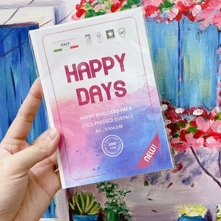 Giấy vẽ màu nước Happy Days A6, xấp 10 tờ