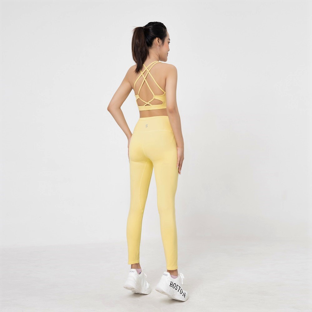 Bộ quần áo tập yoga gym aerobic nữ BAS bra 3 lớp chắc chắn phối legging cạp cao - S210513