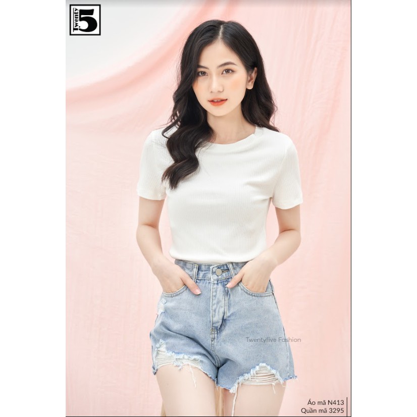 Áo thun trơn nữ cổ tròn Twentyfive N413