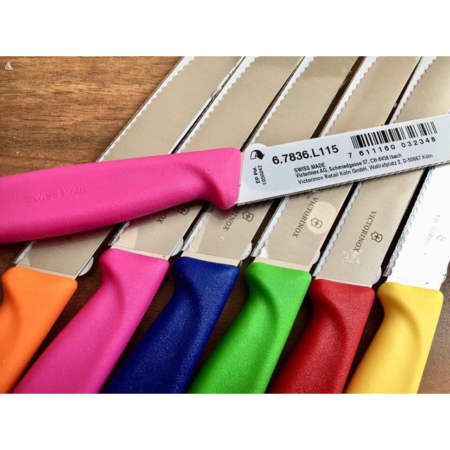Dao gọt hoa quả Victorinox lưỡi răng cưa 11cm cán nhựa nhiều màu
