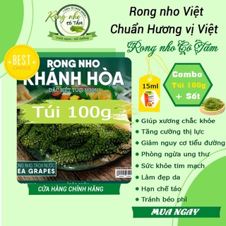 Rong nho Khánh Hòa, 𝑭𝑹𝑬𝑬𝑺𝑯𝑰𝑷, rong nho tách nước, công nghệ tách nước nghệ Nhật Bản - Gói 100g (Tặng kèm sốt 15ml)