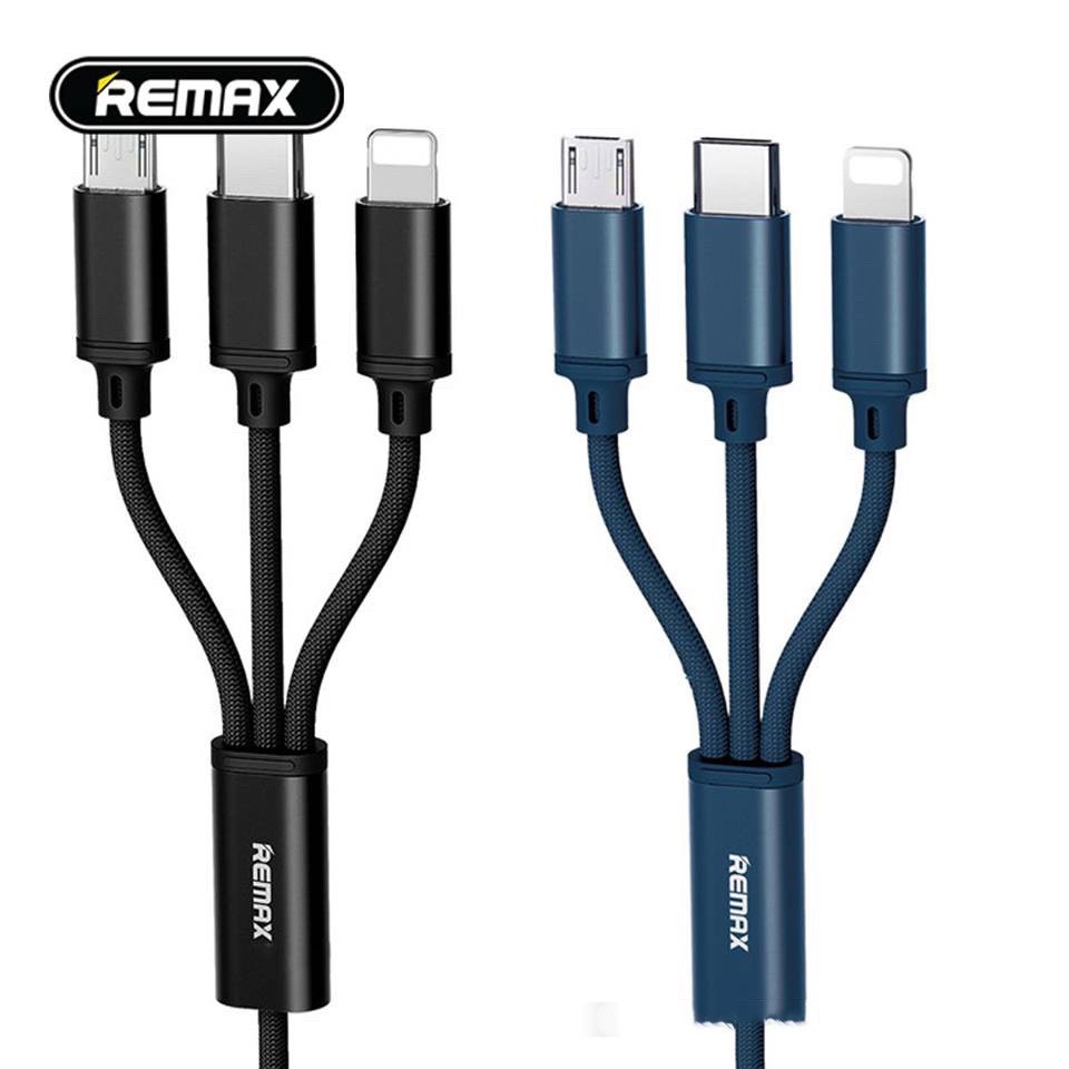 Cáp sạc 3 đầu lightning, Micro USB, Type C Remax rc-131th -Bảo hành 12 tháng