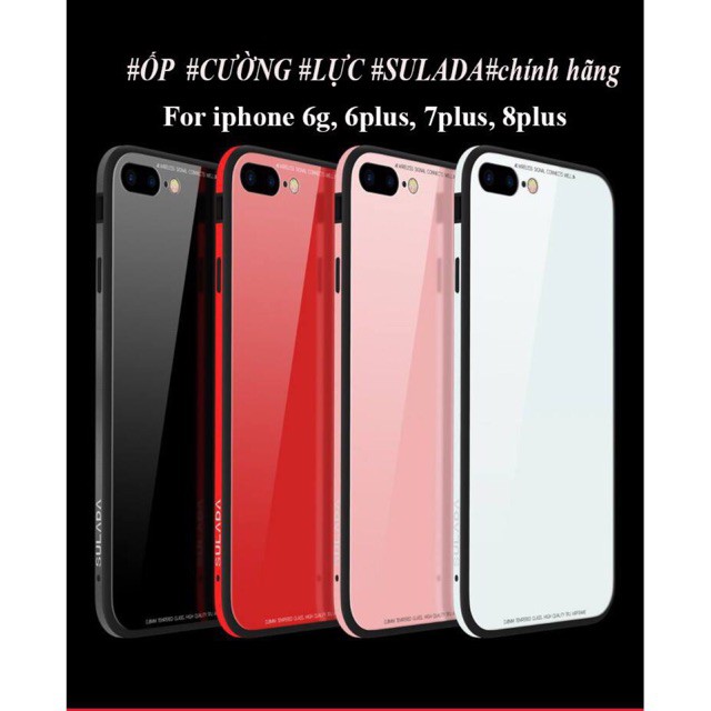 Ốp lưng kính cường lực iPhone 6/6s/7/8/6Plus/7Plus/8Plus/IPhone X/Xs/Xs MAX/XR - hiệu SULADA