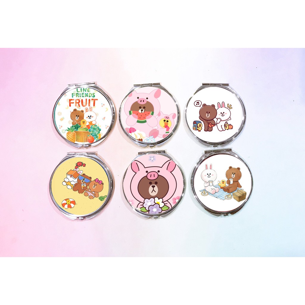 Gương 2 mặt gấu brown thỏ cony vịt sally gương pu GPI4 gương hoạt hình gương dễ thương