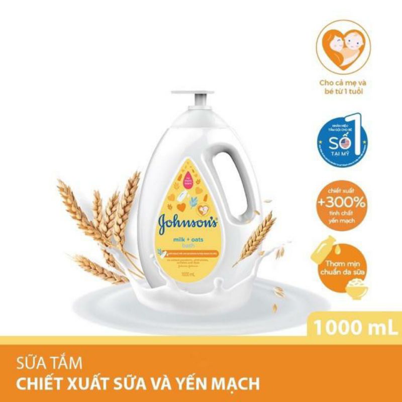 Sữa tắm chứa Sữa Gạo/Yến Mạch Johnson's Baby 1000ml