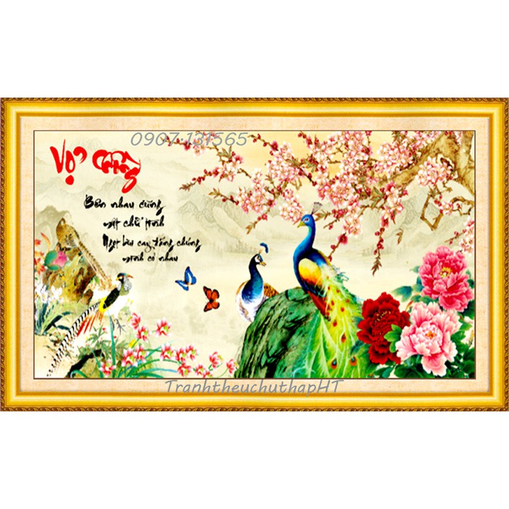 Tranh đính đá Vợ chồng công 100*50cm - tự đính