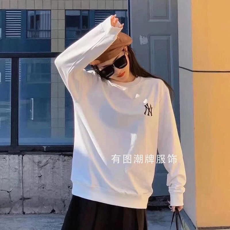 Áo sweater nỉ tay bồng unisex logo Y.N _Áo nỉ bông nam nữ basic, cá tính, hottend